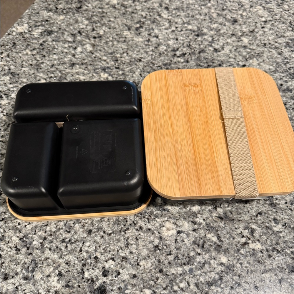 Bamboo Lid Storage Box with Black Base - Picture 2 of 4